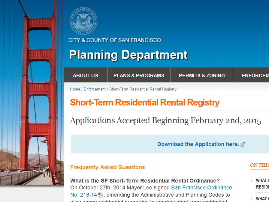 San Francisco Short Term Rental Ordinance goes into effect